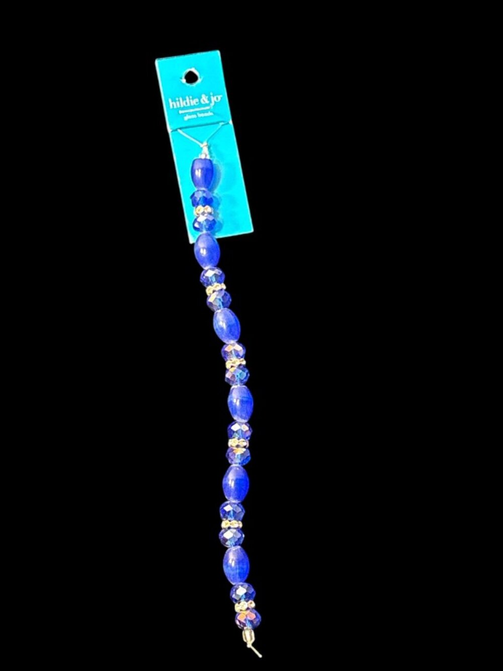 Hildie & Jo Beads Strand Blue Oval & Faceted Crystal Mix